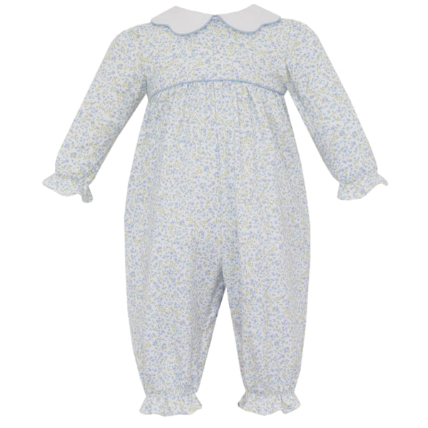 Caroline Knit Romper- Tiny Blue Floral