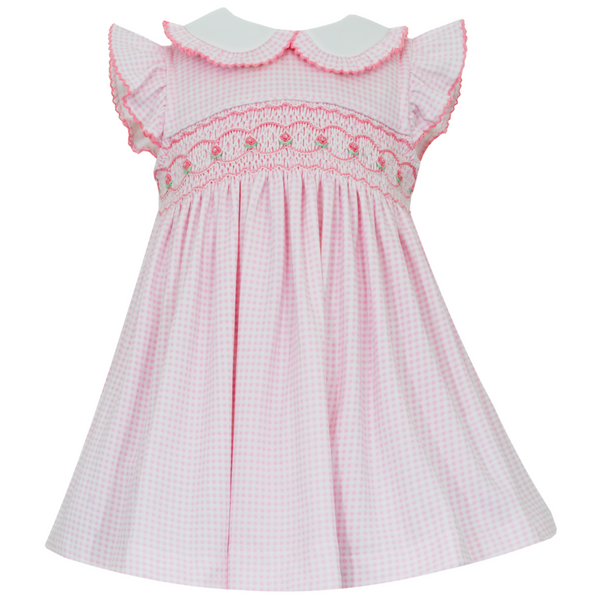 Amelia Knit Dress- Light Pink Gingham