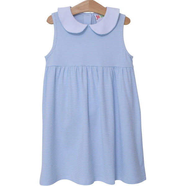 Charlotte Sleeveless Dress- Light Blue Stripe