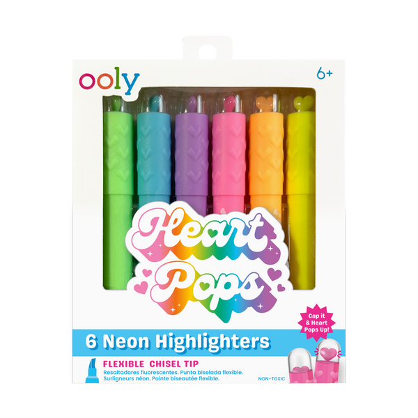 Heart Pops Neon Highlighters- Set of 6