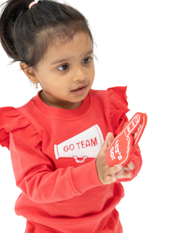 French Terry Ruffle Megaphone Sweatshirt- Red