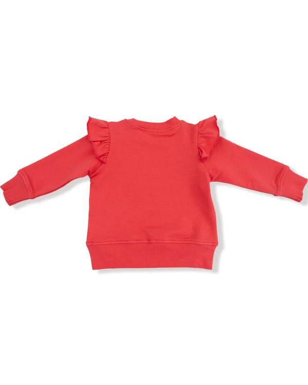 French Terry Ruffle Megaphone Sweatshirt- Red