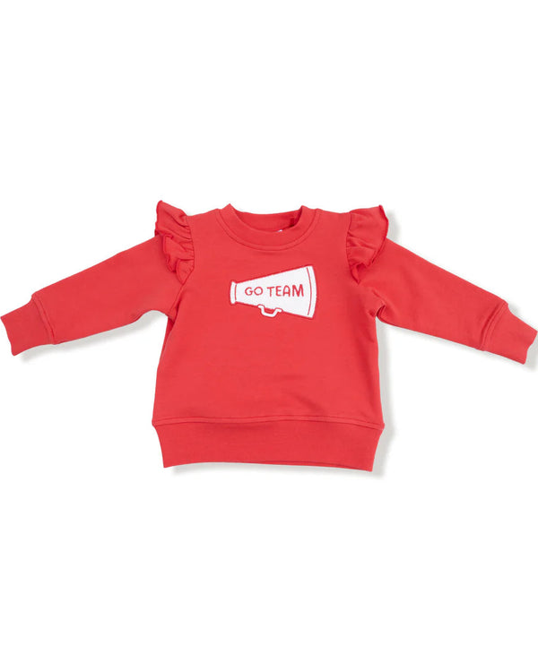 French Terry Ruffle Megaphone Sweatshirt- Red