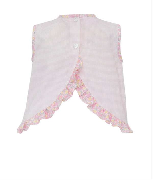 Pink Gingham Knit Bloomer Set- W/ Multi Flower Print