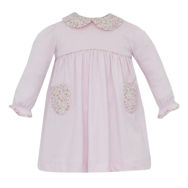 Pink Knit L/S Dress W/ Pink Floral