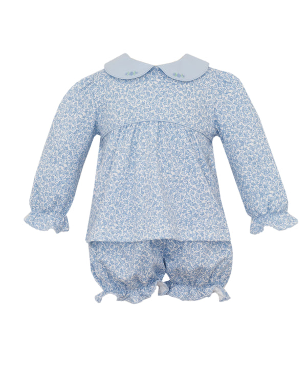 Blue Liberty Bloomer Set W/ Embroidery Collar