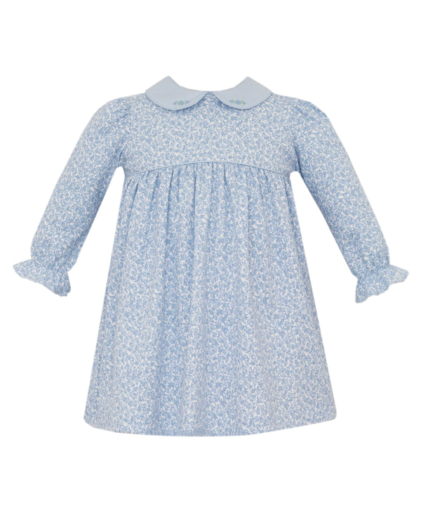 Blue Liberty Dress W/ Embroidery Collar