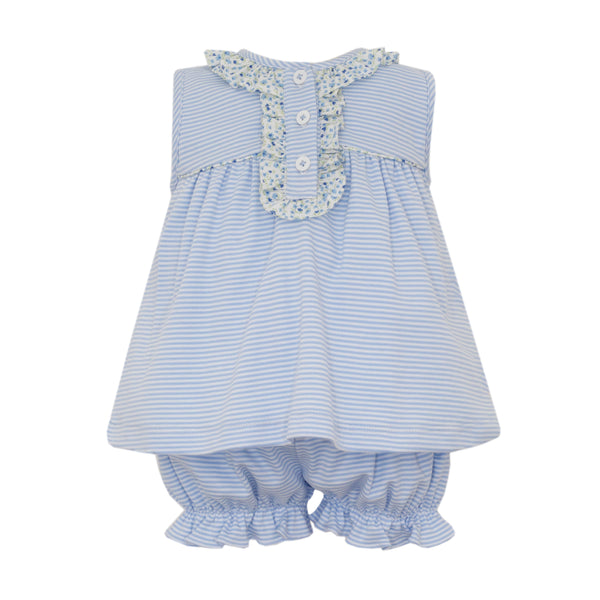 Blue Stripe/Floral Knit Bloomer Set