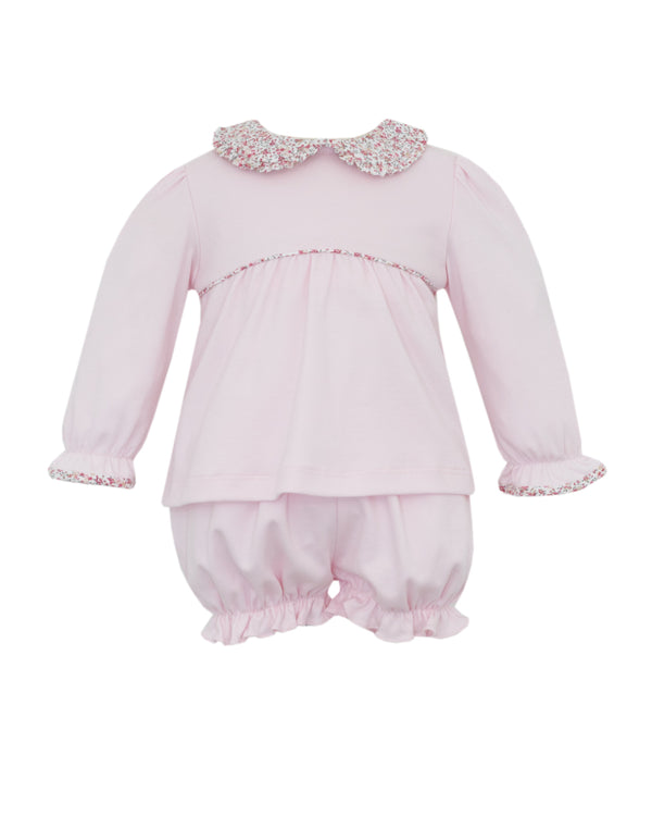 Pink Liberty Floral Knit Bloomer Set