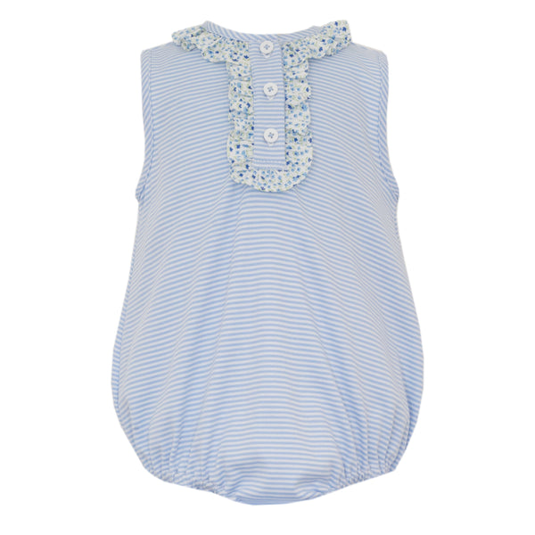 Blue Stripe/Floral Knit Ruffle Bubble