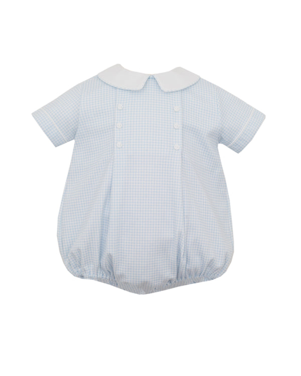 Lt. Blue Gingham Knit S/S Bubble