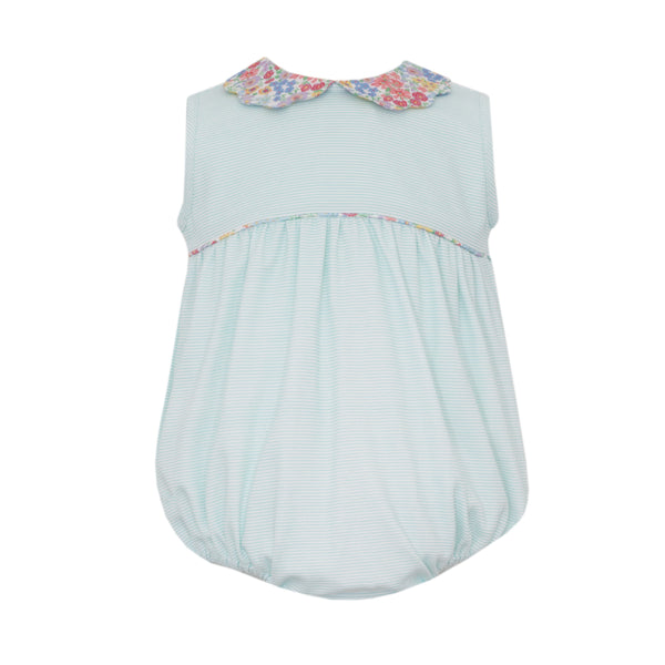 Aqua Stripe W/ Multi Floral Knit Bubble