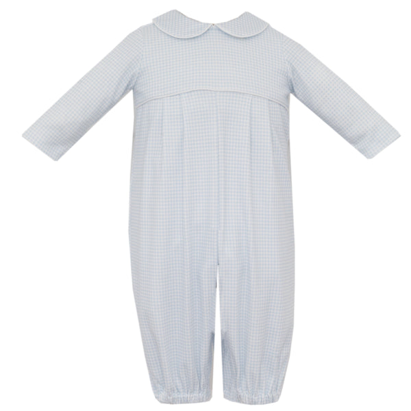 Lt. Blue Gingham Knit L/S Romper