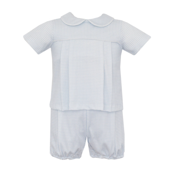 Lt. Blue Gingham Knit Bloomer Set
