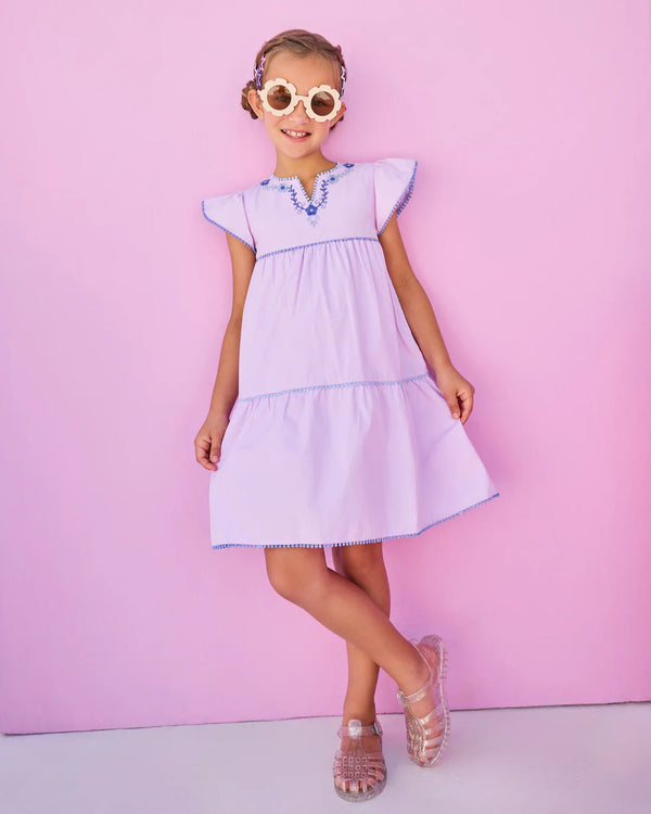 Positano Dress- Hydrangea Embroidery