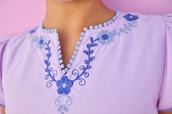Positano Dress- Hydrangea Embroidery