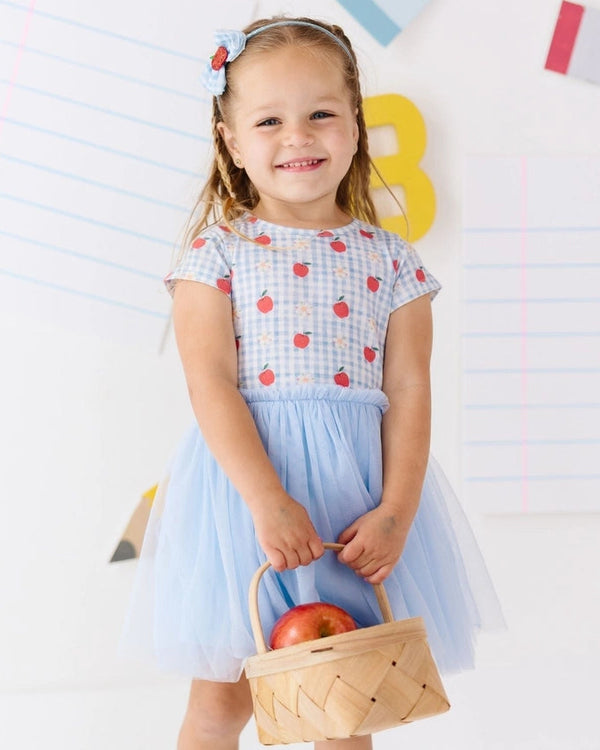 Apple Gingham Tulle Bow Headband