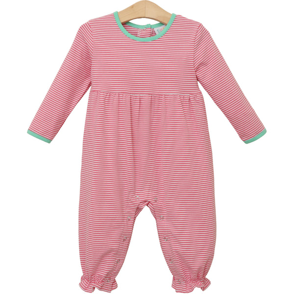 Sadie Romper- Pink Stripe/Mint