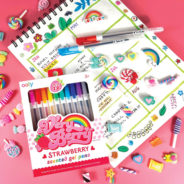 Very Berry Strawberry Scented Gel Pens- Set of 12