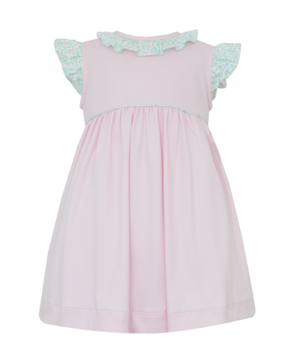 Pink W/ Aqua Pink Floral Knit Dress