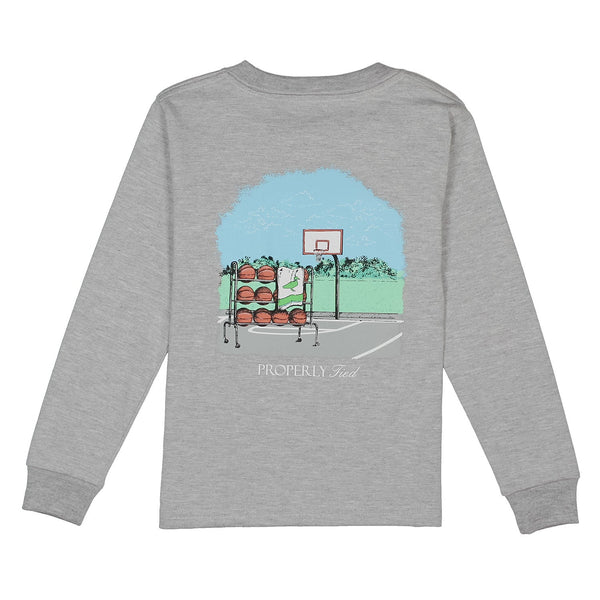 Basketball LS- Light Heather Grey