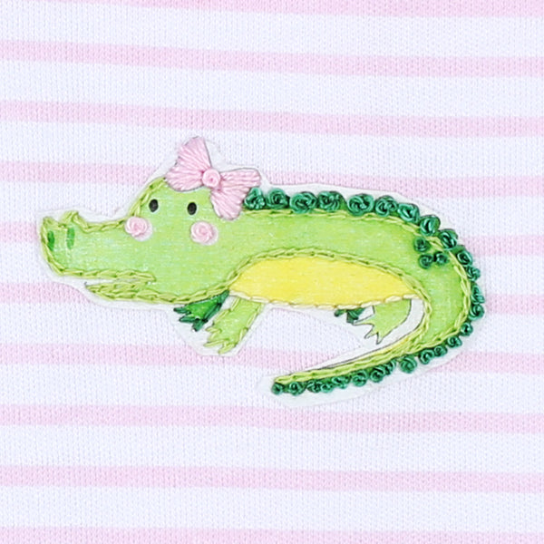 Alligator Friends Embroidery Flutter Bubble