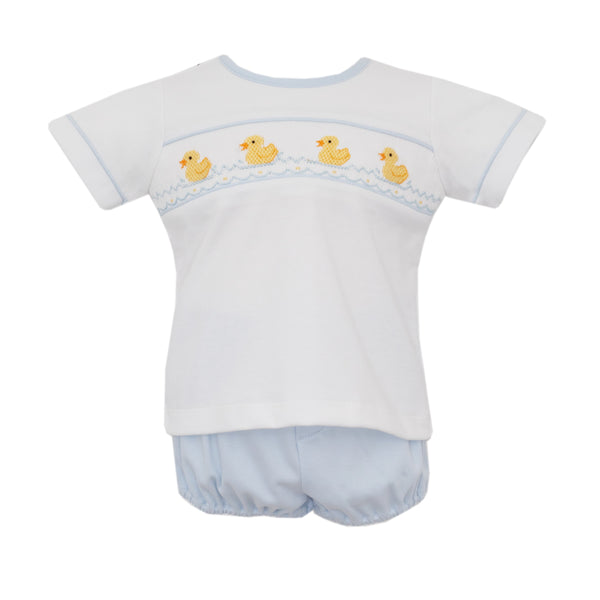 Duckies Knit Bloomer Set/Short Set- Lt. Blue