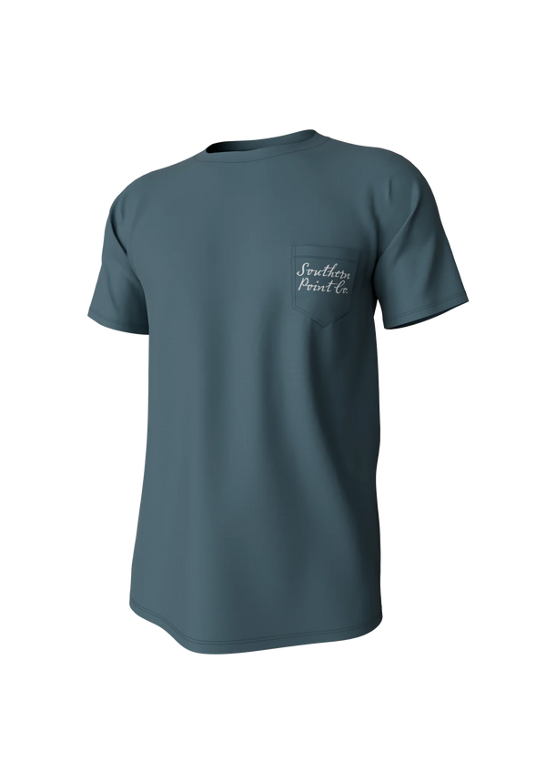 Youth Cupped Ducks Pocket Tee- Mallard Blue