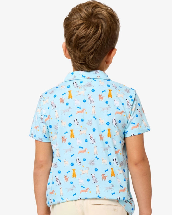 Performance Knit Polo- Tiny Puppy Playtime