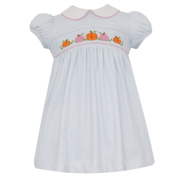 Pumpkin Knit Dress- Blue Gingham
