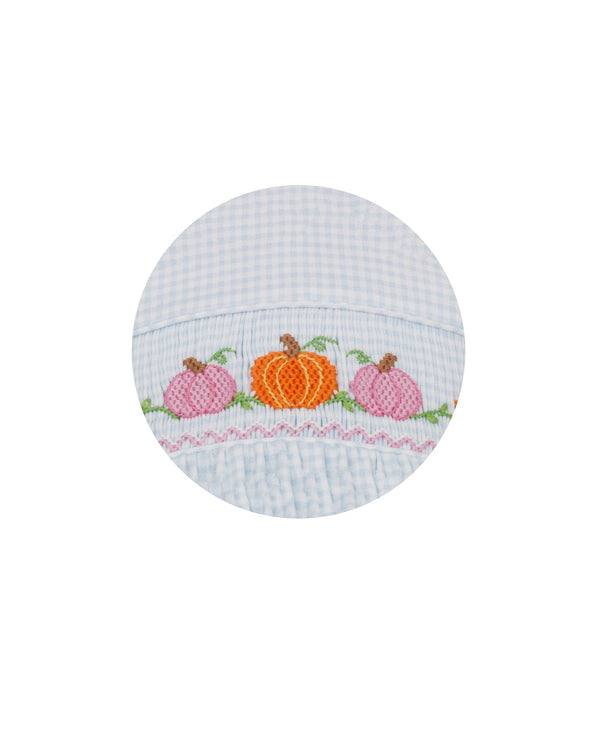Pumpkin Knit Bubble- Blue Gingham