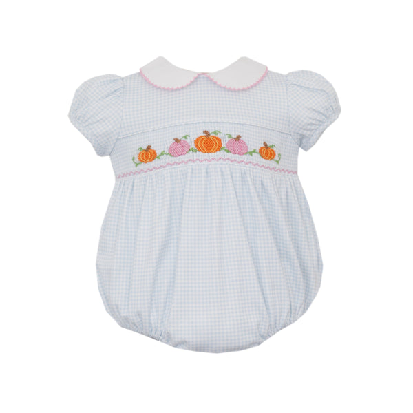 Pumpkin Knit Bubble- Blue Gingham