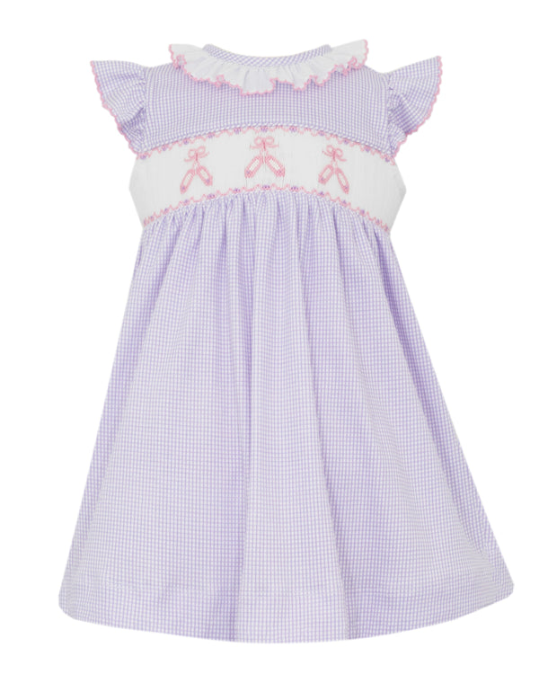 Ballet Slippers Ruffle Knit Dress- Lilac Check