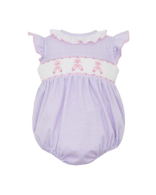 Ballet Slippers Ruffle Knit Bubble- Lilac Check