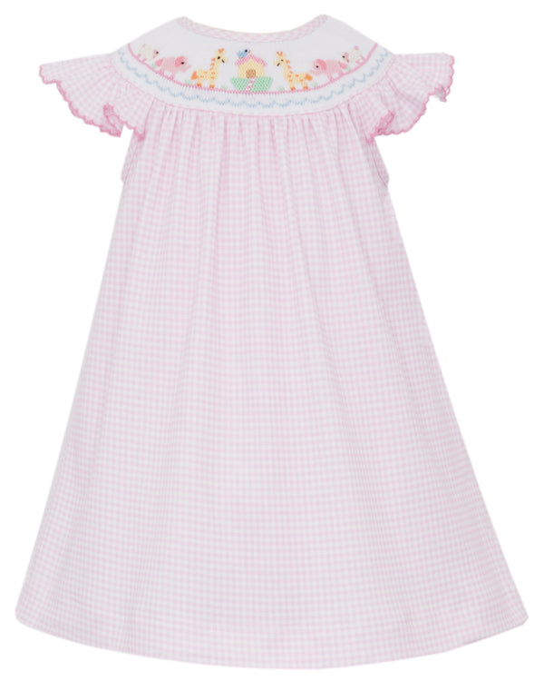 Noah's Ark Knit Bishop- Pink Gingham