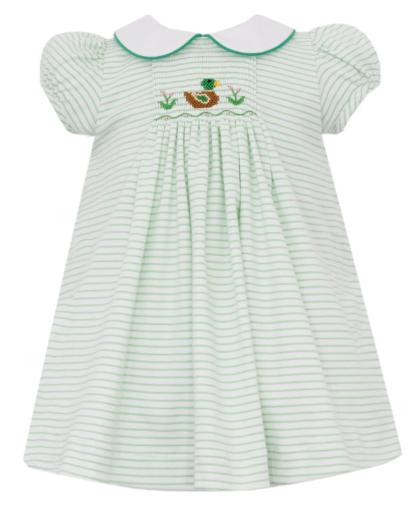 Mallard Duck Knit Float Dress- Green Stripe