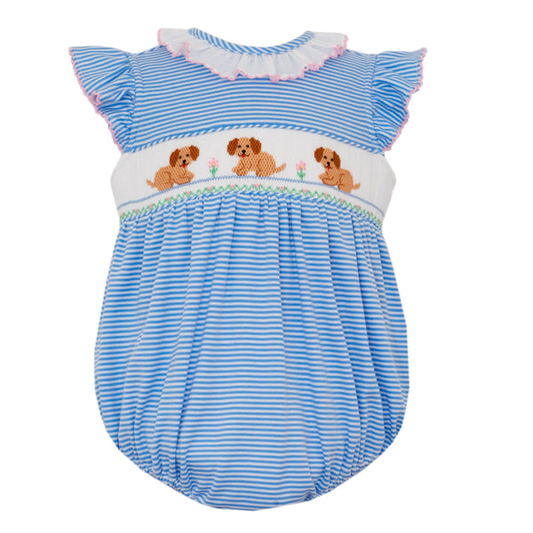 Garden Puppies Knit Ruffle Bubble- Peri Blue Stripe