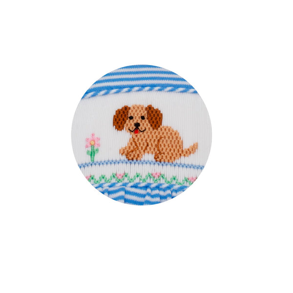 Garden Puppies Knit Dress- Peri Blue Stripe