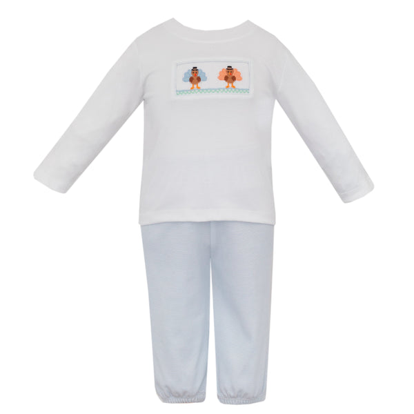 Turkey Knit Pant Set- Lt. Blue