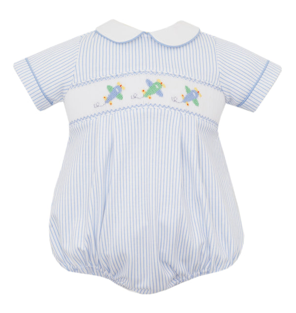 Airplanes Knit Bubble- Blue Stripe