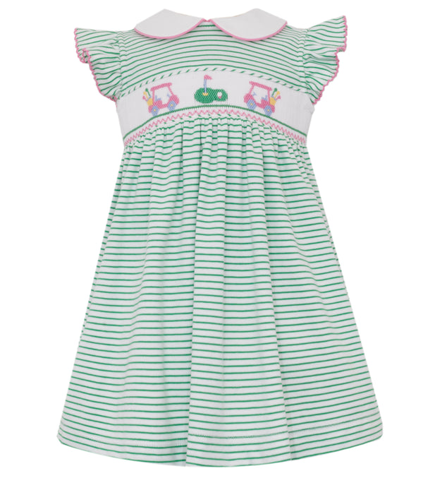 Golf Knit Dress- Green Stripe