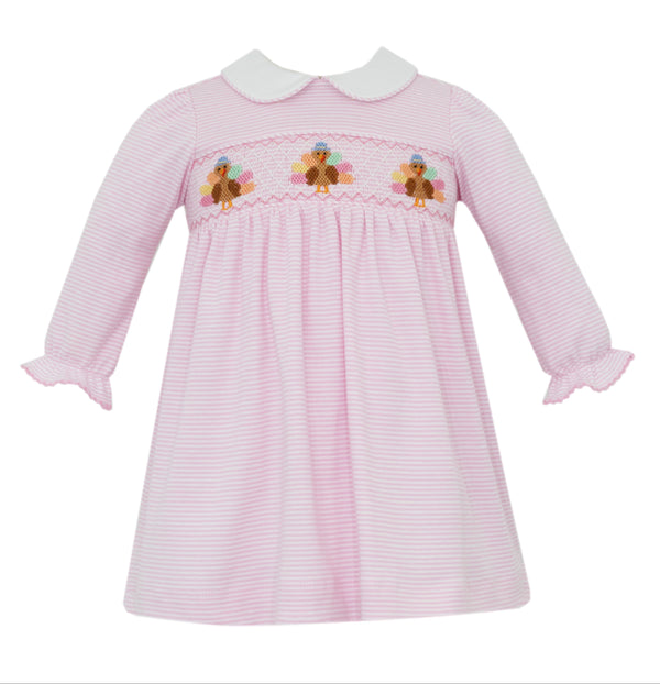 Turkey Knit LS Dress- Pink Stripe