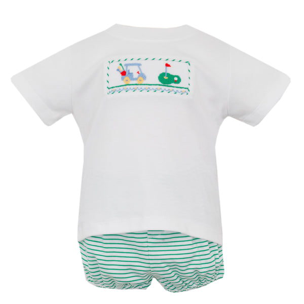 Golf Knit Bloomer/Short Set- Green Stripe