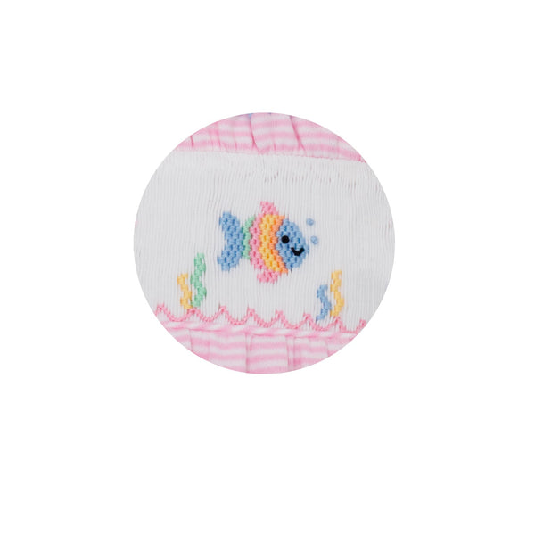 Fish Knit Strap Sunbubble- Pink Stripe