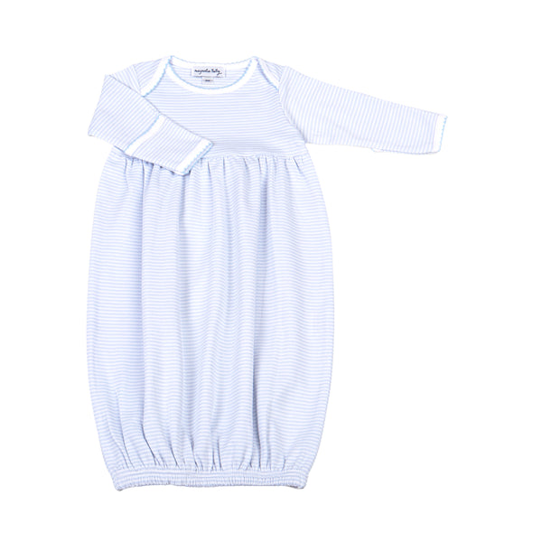 Mini Stripes Gathered Gown- Blue