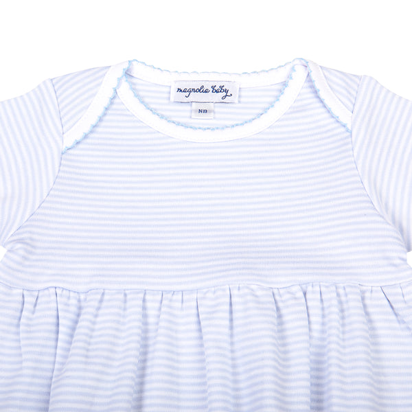 Mini Stripes Gathered Gown- Blue