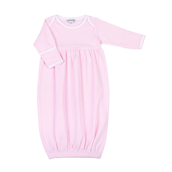 Mini Stripes Gathered Gown- Pink