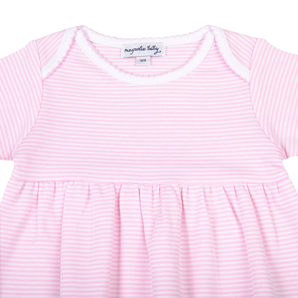 Mini Stripes Gathered Gown- Pink