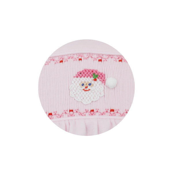 Santa Face Knit Bloomer Set- Pink