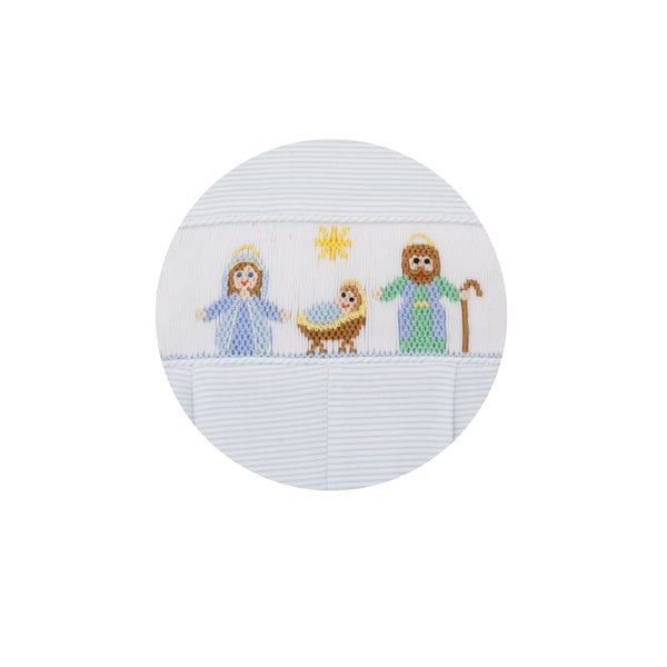 Nativity Knit Jon Jon- Lt. Blue Stripe